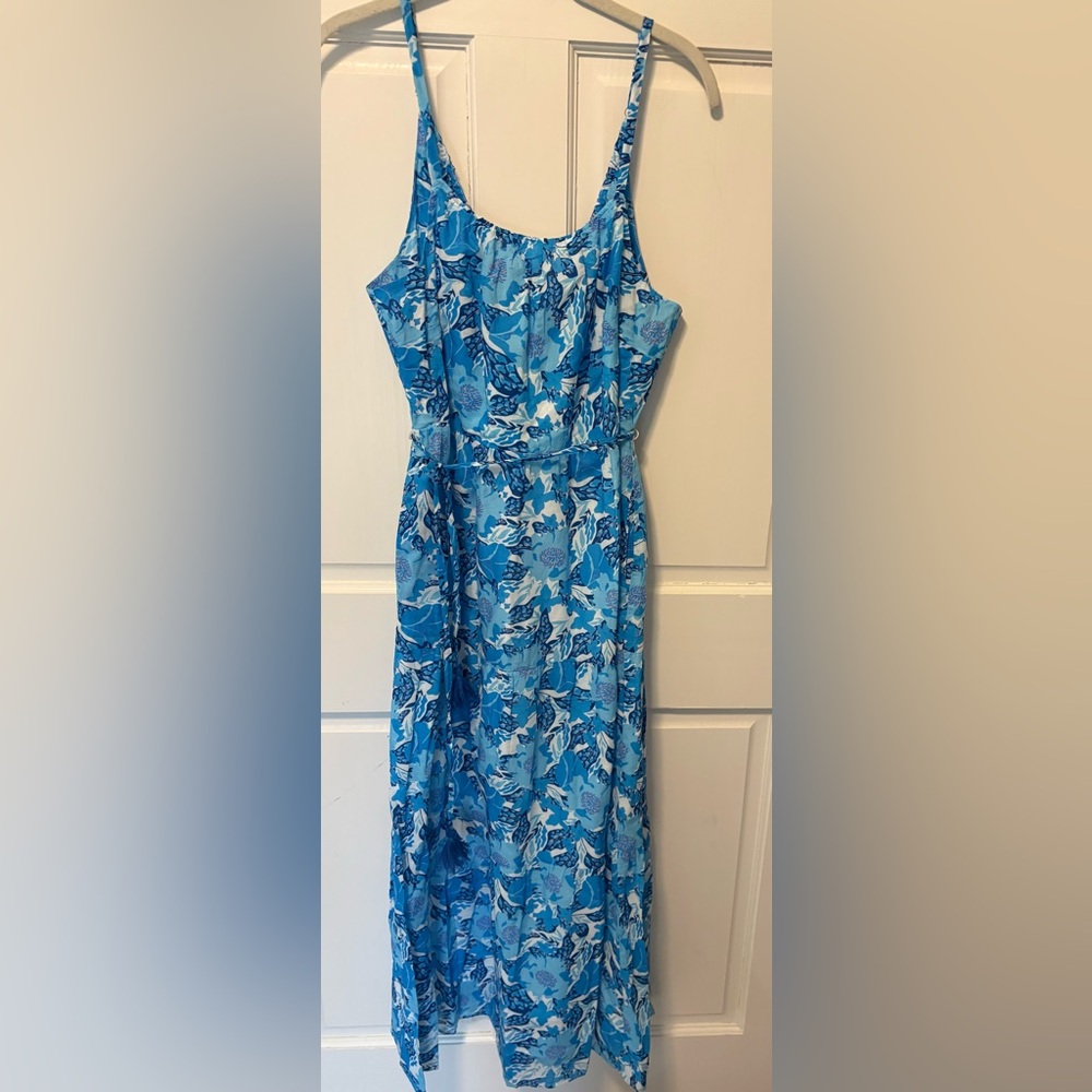 NWT Melissa Nepton Viola blue floral cotton sundress dress maxi m medium new